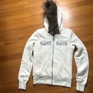 Nwt guess jeans fur hoodie sweater xs